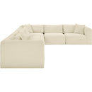  Manufacturer Color_Cream -- Shaggy 140" Cream Corduroy Performance Fabric Upholstered 6 pc Modular Sectional IMAGE 4