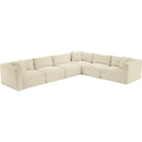  Manufacturer Color_Cream -- Shaggy 140" Cream Corduroy Performance Fabric Upholstered 6 pc Modular Sectional IMAGE 6