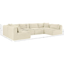  Manufacturer Color_Cream -- Shaggy 140" Cream Corduroy Performance Fabric Upholstered 6 pc Modular Sectional IMAGE 12