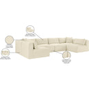  Manufacturer Color_Cream -- Shaggy 140" Cream Corduroy Performance Fabric Upholstered 6 pc Modular Sectional IMAGE 13