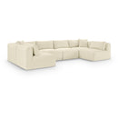 Manufacturer Color_Cream -- Shaggy 140" Cream Corduroy Performance Fabric Upholstered 6 pc Modular Sectional IMAGE 1