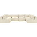  Manufacturer Color_Cream -- Shaggy 140" Cream Corduroy Performance Fabric Upholstered 6 pc Modular Sectional IMAGE 3