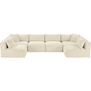 Meridian Shaggy Cream Corduroy Performance Fabric Modular Sectional IMAGE 6