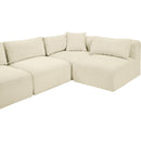 Meridian Shaggy Cream Corduroy Performance Fabric Modular Sectional IMAGE 9