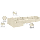 Manufacturer Color_Cream -- Shaggy 171" Cream Corduroy Performance Fabric Upholstered 6 pc Modular Sectional IMAGE 13