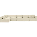  Manufacturer Color_Cream -- Shaggy 171" Cream Corduroy Performance Fabric Upholstered 6 pc Modular Sectional IMAGE 3