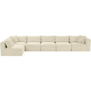  Manufacturer Color_Cream -- Shaggy 171" Cream Corduroy Performance Fabric Upholstered 6 pc Modular Sectional IMAGE 5