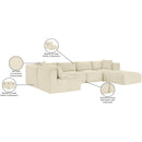  Manufacturer Color_Cream -- Shaggy 140" Cream Corduroy Performance Fabric Upholstered 6 pc Modular Sectional IMAGE 14