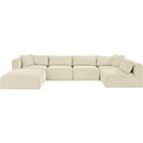 Manufacturer Color_Cream -- Shaggy 140" Cream Corduroy Performance Fabric Upholstered 6 pc Modular Sectional IMAGE 3