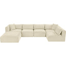  Manufacturer Color_Cream -- Shaggy 140" Cream Corduroy Performance Fabric Upholstered 6 pc Modular Sectional IMAGE 6