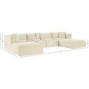 Manufacturer Color_Cream -- Shaggy 140" Cream Corduroy Performance Fabric Upholstered 6 pc Modular Sectional IMAGE 10