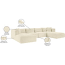  Manufacturer Color_Cream -- Shaggy 140" Cream Corduroy Performance Fabric Upholstered 6 pc Modular Sectional IMAGE 11