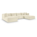  Manufacturer Color_Cream -- Shaggy 140" Cream Corduroy Performance Fabric Upholstered 6 pc Modular Sectional IMAGE 1