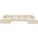  Manufacturer Color_Cream -- Shaggy 140" Cream Corduroy Performance Fabric Upholstered 6 pc Modular Sectional IMAGE 3