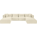  Manufacturer Color_Cream -- Shaggy 140" Cream Corduroy Performance Fabric Upholstered 6 pc Modular Sectional IMAGE 6