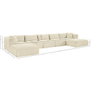  Manufacturer Color_Cream -- Shaggy 176" Cream Corduroy Performance Fabric Upholstered 6 pc Modular Sectional IMAGE 13