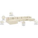  Manufacturer Color_Cream -- Shaggy 176" Cream Corduroy Performance Fabric Upholstered 6 pc Modular Sectional IMAGE 14