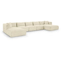  Manufacturer Color_Cream -- Shaggy 176" Cream Corduroy Performance Fabric Upholstered 6 pc Modular Sectional IMAGE 1
