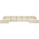  Manufacturer Color_Cream -- Shaggy 176" Cream Corduroy Performance Fabric Upholstered 6 pc Modular Sectional IMAGE 3