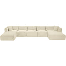  Manufacturer Color_Cream -- Shaggy 176" Cream Corduroy Performance Fabric Upholstered 6 pc Modular Sectional IMAGE 6