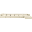  Manufacturer Color_Cream -- Shaggy 207" Cream Corduroy Performance Fabric Upholstered 6 pc Modular Sectional IMAGE 3