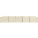 Meridian Shaggy Cream Corduroy Performance Fabric Modular Sectional IMAGE 5