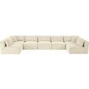  Manufacturer Color_Cream -- Shaggy 171" Cream Corduroy Performance Fabric Upholstered 7 pc Modular Sectional IMAGE 6