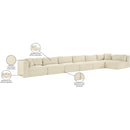  Manufacturer Color_Cream -- Shaggy 202" Cream Corduroy Performance Fabric Upholstered 7 pc Modular Sectional IMAGE 14