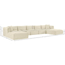  Manufacturer Color_Cream -- Shaggy 171" Cream Corduroy Performance Fabric Upholstered 7 pc Modular Sectional IMAGE 11