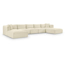 Meridian Shaggy Cream Corduroy Performance Fabric Modular Sectional IMAGE 1