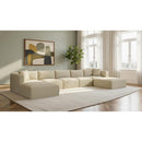  Manufacturer Color_Cream -- Shaggy 171" Cream Corduroy Performance Fabric Upholstered 7 pc Modular Sectional IMAGE 2