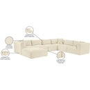  Manufacturer Color_Cream -- Shaggy 140" Cream Corduroy Performance Fabric Upholstered 7 pc Modular Sectional IMAGE 14