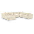  Manufacturer Color_Cream -- Shaggy 140" Cream Corduroy Performance Fabric Upholstered 7 pc Modular Sectional IMAGE 1