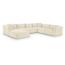  Manufacturer Color_Cream -- Shaggy 140" Cream Corduroy Performance Fabric Upholstered 7 pc Modular Sectional IMAGE 1