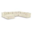 Meridian Shaggy Cream Corduroy Performance Fabric Modular Sectional IMAGE 1