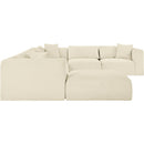  Manufacturer Color_Cream -- Shaggy 140" Cream Corduroy Performance Fabric Upholstered 7 pc Modular Sectional IMAGE 4