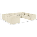  Manufacturer Color_Cream -- Shaggy 140" Cream Corduroy Performance Fabric Upholstered 8 pc Modular Sectional IMAGE 13