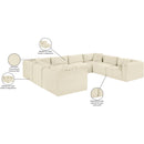  Manufacturer Color_Cream -- Shaggy 140" Cream Corduroy Performance Fabric Upholstered 8 pc Modular Sectional IMAGE 14