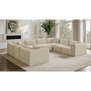 Meridian Shaggy Cream Corduroy Performance Fabric Modular Sectional IMAGE 2