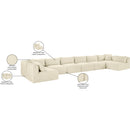  Manufacturer Color_Cream -- Shaggy 202" Cream Corduroy Performance Fabric Upholstered 8 pc Modular Sectional IMAGE 13
