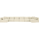  Manufacturer Color_Cream -- Shaggy 202" Cream Corduroy Performance Fabric Upholstered 8 pc Modular Sectional IMAGE 3