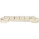  Manufacturer Color_Cream -- Shaggy 202" Cream Corduroy Performance Fabric Upholstered 8 pc Modular Sectional IMAGE 6