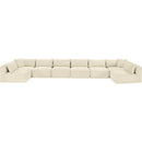 Meridian Shaggy Cream Corduroy Performance Fabric Modular Sectional IMAGE 6