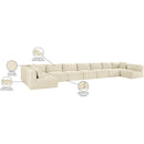  Manufacturer Color_Cream -- Shaggy 233" Cream Corduroy Performance Fabric Upholstered 9 pc Modular Sectional IMAGE 13
