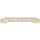  Manufacturer Color_Cream -- Shaggy 233" Cream Corduroy Performance Fabric Upholstered 9 pc Modular Sectional IMAGE 6