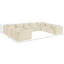  Manufacturer Color_Cream -- Shaggy 171" Cream Corduroy Performance Fabric Upholstered 9 pc Modular Sectional IMAGE 12