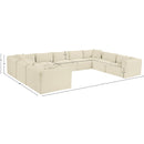 Meridian Shaggy Cream Corduroy Performance Fabric Modular Sectional IMAGE 12