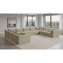 Meridian Shaggy Cream Corduroy Performance Fabric Modular Sectional IMAGE 2