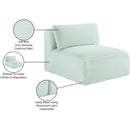 Meridian Shaggy Mint Corduroy Performance Fabric Armless Chair IMAGE 10