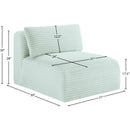Meridian Shaggy Mint Corduroy Performance Fabric Armless Chair IMAGE 9